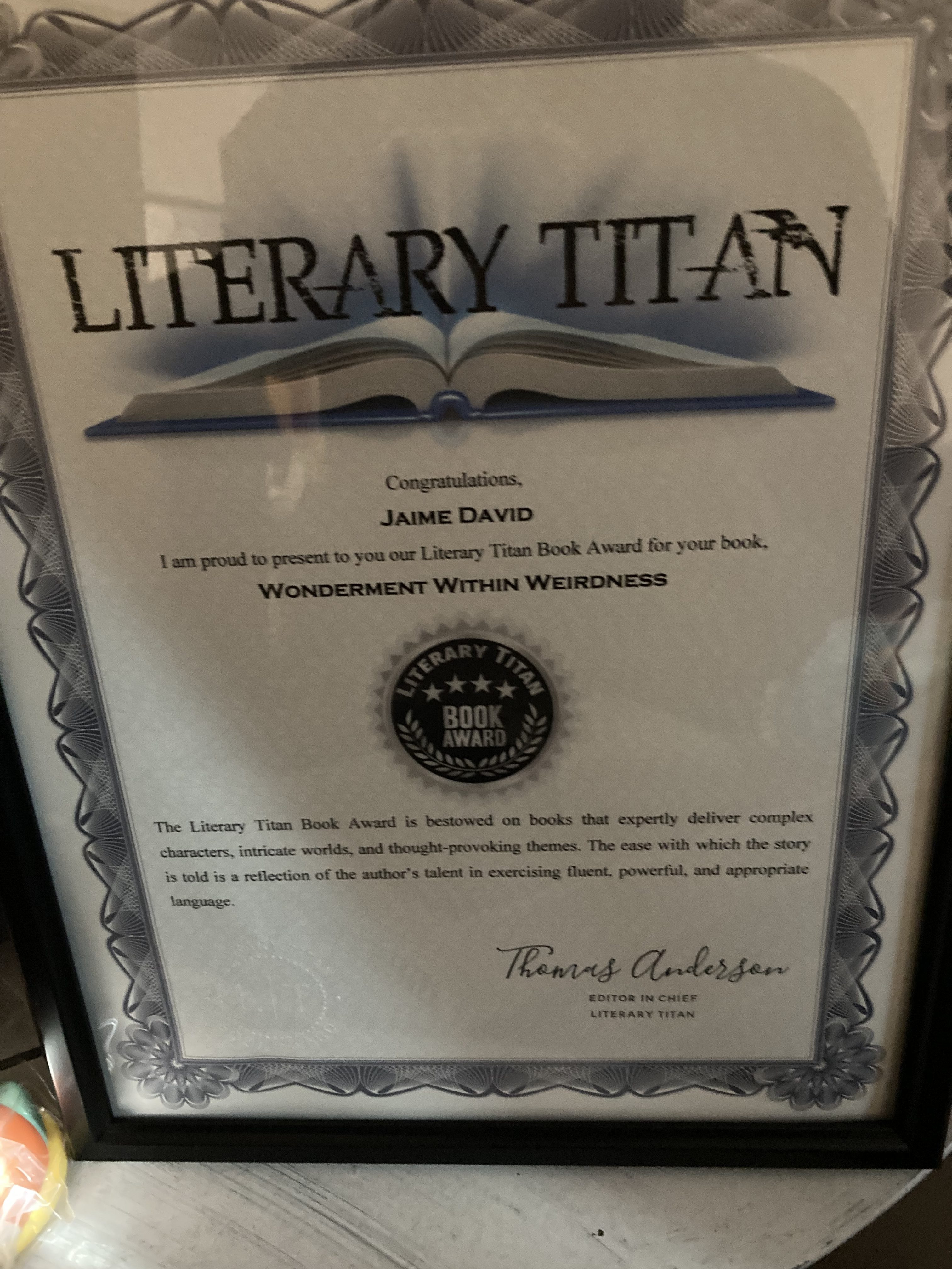 How My Debut Book “Wonderment Within Weirdness” Won a 4-Star Literary Titan Award