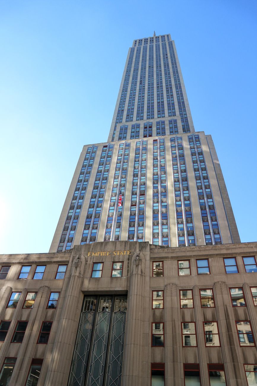 low angle shot of the famous empire state building in new york