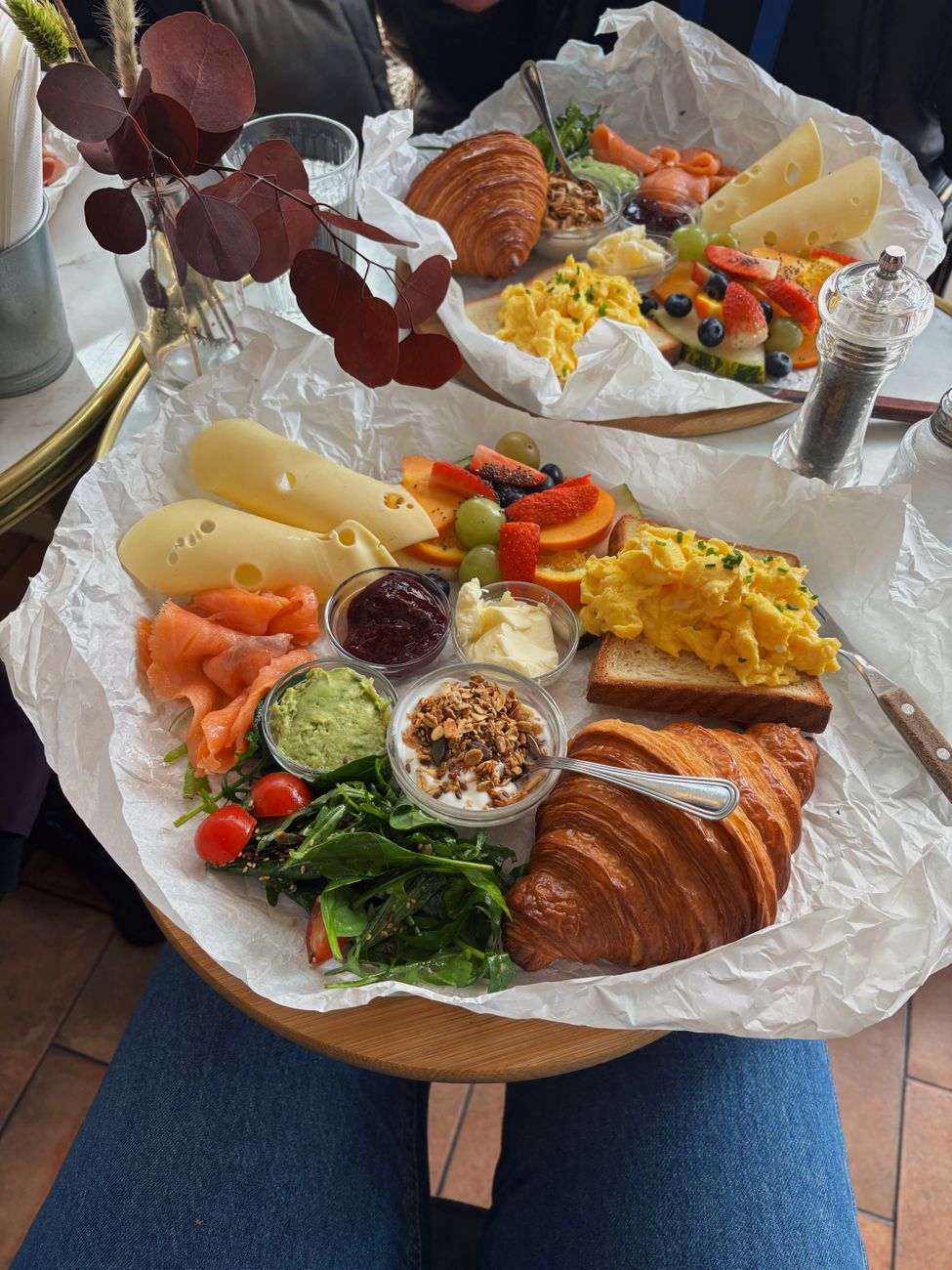 delicious breakfast platter with croissant