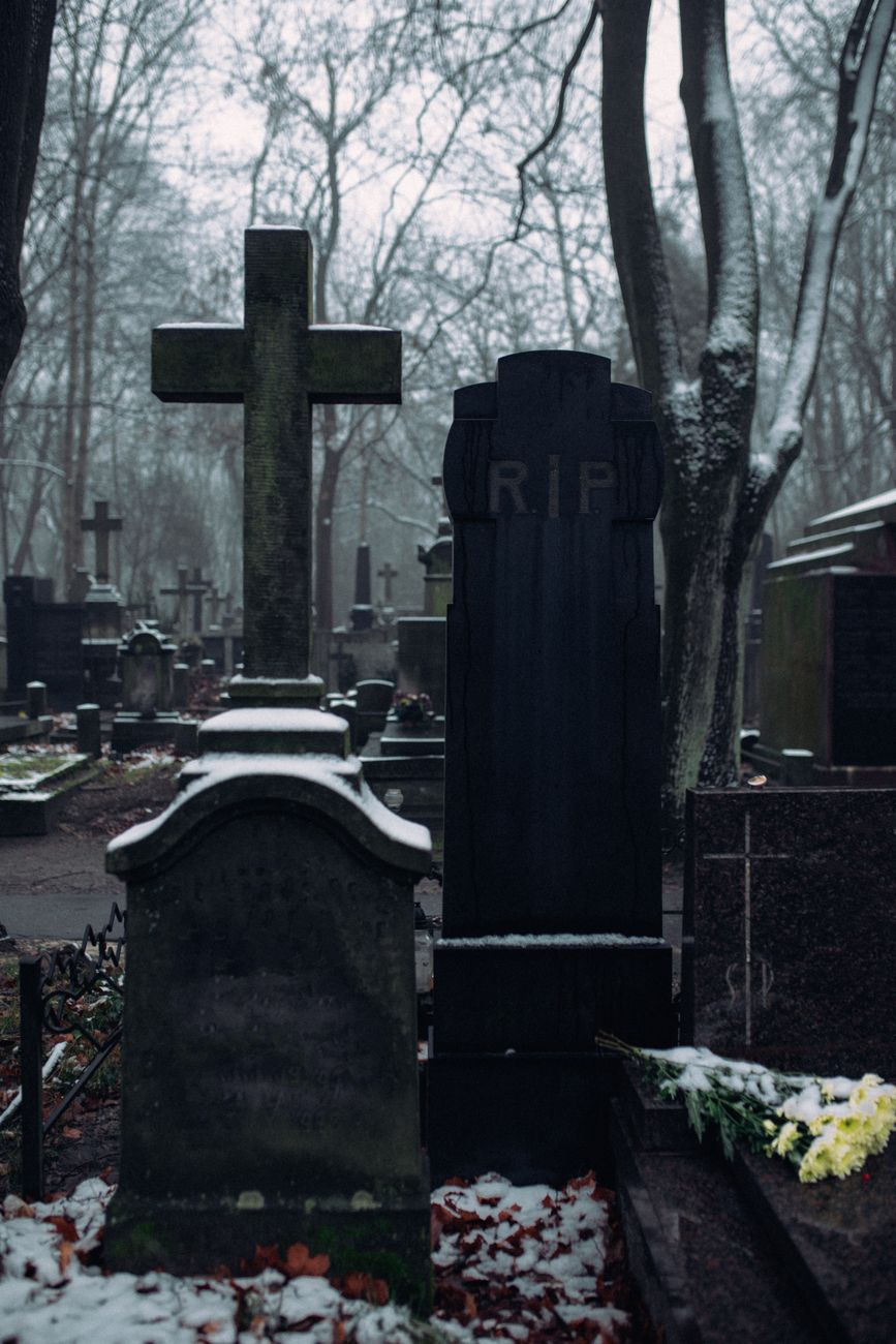 gravestone with a concrete cross